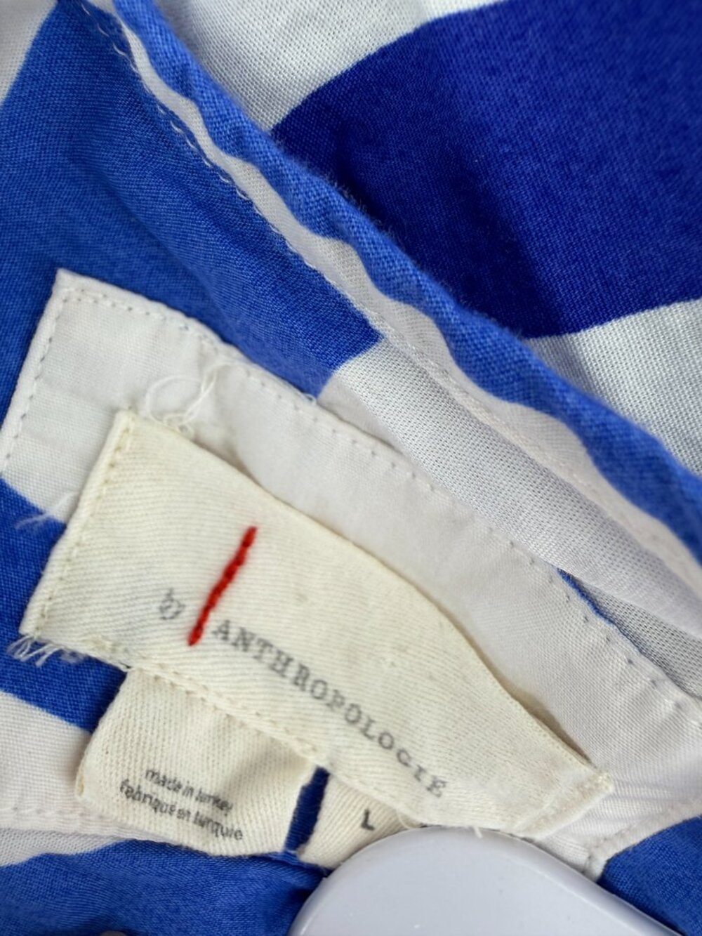 Anthropologie Blue & White Abstract Maxi Dress with Size L - Picture 3 of 5